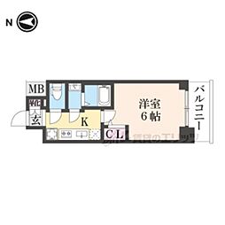 JR東海道・山陽本線 西大路駅 徒歩11分の賃貸マンション 5階1Kの間取り
