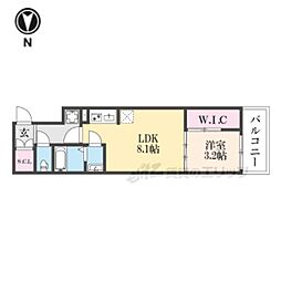 シエーナグランデ四条烏丸 4階1LDKの間取り