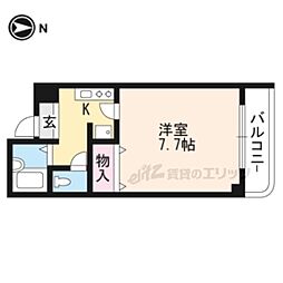 クオーレ 4階1Kの間取り