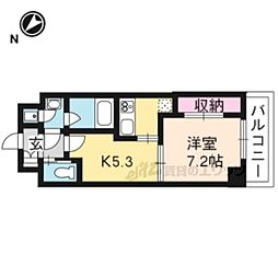 京阪本線 清水五条駅 徒歩3分の賃貸マンション 3階1DKの間取り