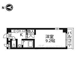 サンシード桃山 3階1Kの間取り