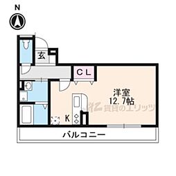 ベルテンポ東向日 3階ワンルームの間取り