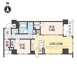 京阪本線 清水五条駅 徒歩5分の賃貸マンション 7階2LDKの間取り