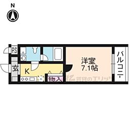 阪急京都本線 大宮駅 徒歩5分の賃貸マンション 2階1Kの間取り