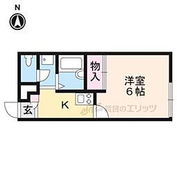 レオパレス東森本 2階1Kの間取り
