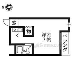 オンジェームＫ 2階ワンルームの間取り