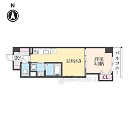 クローバー・レジデンス京都西大路 4階1DKの間取り