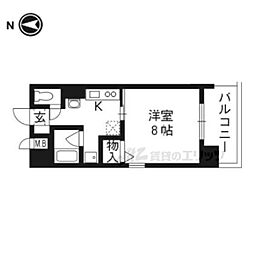 メビウス 1Kの間取図画像