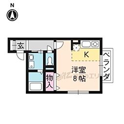 セジュール東寺 1Kの間取図画像