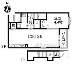 フェリーチェレヴァンテ 1LDKの間取図画像