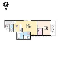 京都市伏見区景勝町アパート 1LDKの間取図画像