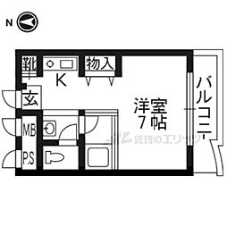 レッドボールコート上鳥羽 ワンルームの間取図画像