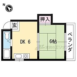 Stable勧修寺 ワンルームの間取図画像