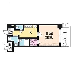 アゼリア五条御前 1Kの間取図画像