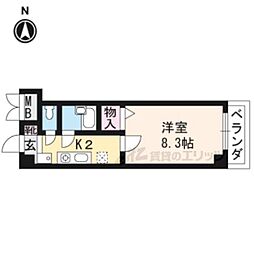 フォーシーズンズ 1Kの間取図画像