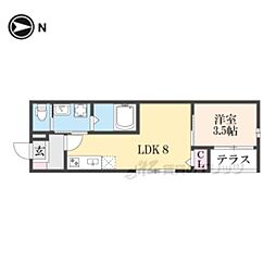PREMIUM COURT 山科椥辻 1LDKの間取図画像