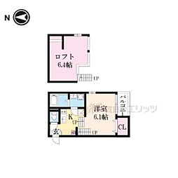 ハーモニーテラス深草十九軒町 1Kの間取図画像