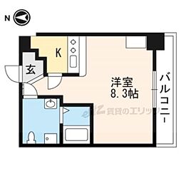 グランドーリア西院 1Kの間取図画像