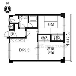 竹鼻ハイツ 2LDKの間取図画像