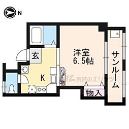 葛城マンション 1Kの間取図画像