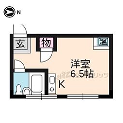 京福電気鉄道北野線 北野白梅町駅 徒歩13分の賃貸マンション 3階ワンルームの間取り