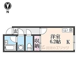 京阪本線 神宮丸太町駅 徒歩4分の賃貸アパート 3階ワンルームの間取り