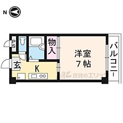 セントポーリア丸太町 3階1Kの間取り