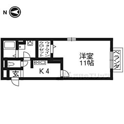 ＵＮＯＨＯＵＳＥ 1階1Kの間取り