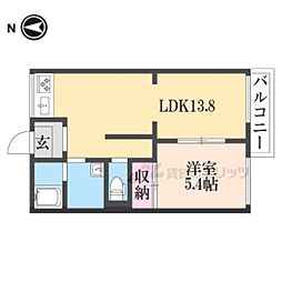 メゾン・ド・マックＡ 2階1LDKの間取り