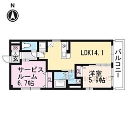 シンフォニーアミゾント夕顔 4階2LDKの間取り