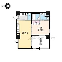 京都市営烏丸線 四条駅 徒歩3分の賃貸マンション 1階1DKの間取り