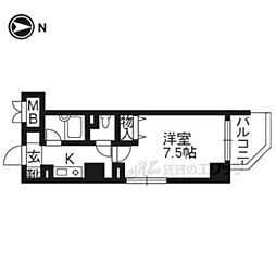 大晋メゾネ四条大宮 4階1Kの間取り