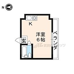 青木マンション 4階ワンルームの間取り