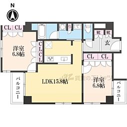 Ｌｉｎｄｅｎ夷町 2階2LDKの間取り