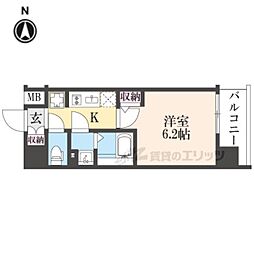 エステムコート京都祥邸 4階1Kの間取り