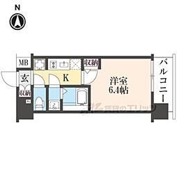 京都市南区吉祥院西ノ庄西浦町マンション 1Kの間取図画像