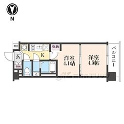 京都市南区吉祥院西ノ庄西浦町マンション 2Kの間取図画像