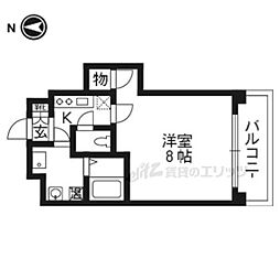 三条ヴィラさわだ 4階1Kの間取り