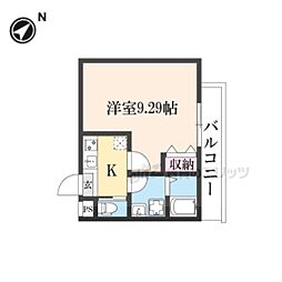 阪急京都本線 西京極駅 徒歩14分の賃貸マンション 2階1Kの間取り