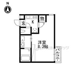 京福電気鉄道北野線 北野白梅町駅 徒歩5分の賃貸マンション 4階1Kの間取り