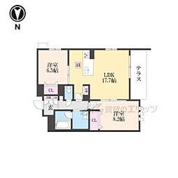シャーメゾン環 103 1階2LDKの間取り