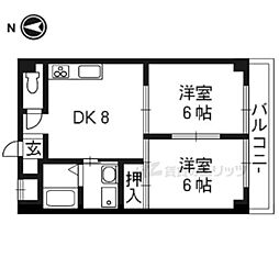 阪急京都本線 西京極駅 徒歩12分の賃貸マンション 4階2DKの間取り
