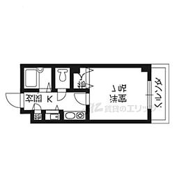 グランデ御池 4階1Kの間取り