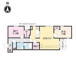 MAISON DE BORO御所南 4階2LDKの間取り