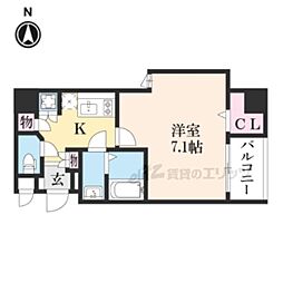 アドバンス京都デタンデュ 5階1Kの間取り