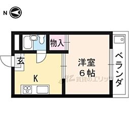 阪急京都本線 西院駅 徒歩4分の賃貸マンション 3階1DKの間取り