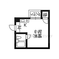 パルハイツウエダ 3階1Kの間取り