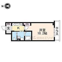 京都地下鉄東西線 烏丸御池駅 徒歩6分の賃貸マンション 1階1Kの間取り