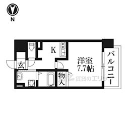 カスタリア京都西大路 5階1Kの間取り