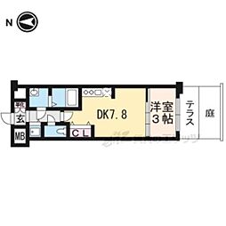 THE GARNET MILLENNIUM KYOTO九条烏丸 1階1DKの間取り